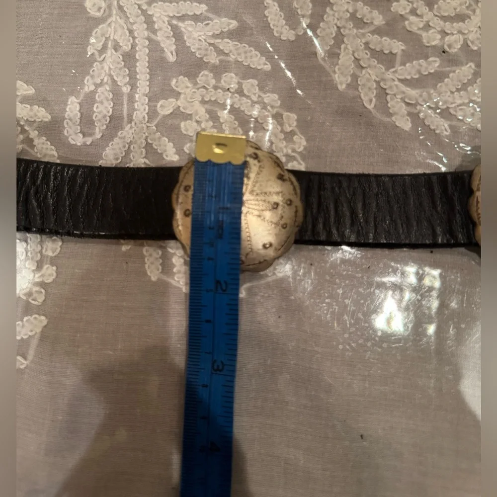 ❤️ RALPH LAUREN Black Leather Belt with Silver Accents - Picture 7 of 16